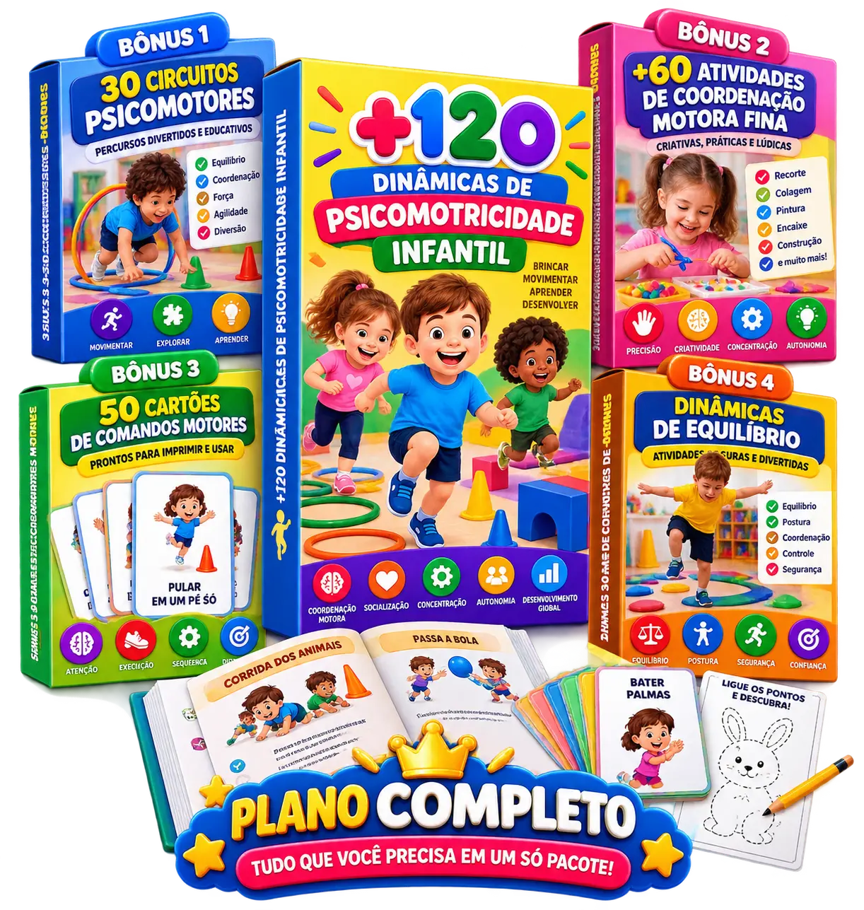 Material principal com os quatro bônus do Plano Completo