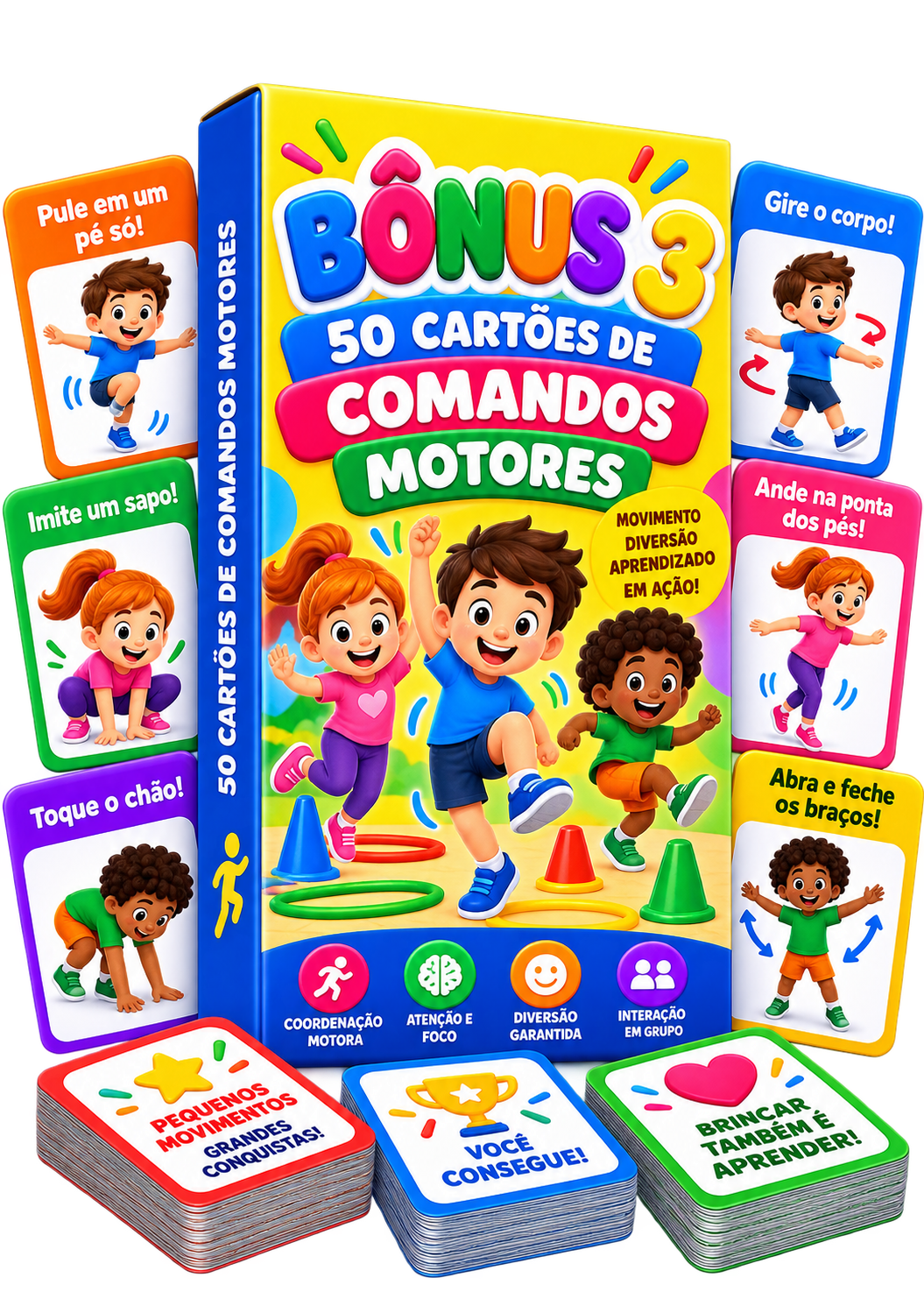 Mockup do bônus 3: 50 Cartões de Comandos Motores