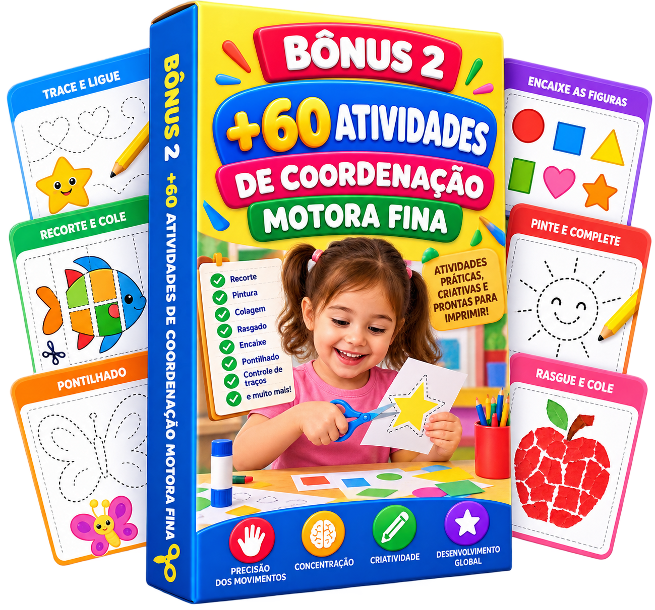 Mockup do bônus 2: +60 Atividades de Coordenação Motora Fina